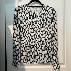 Tyler Boe Polka Dot Smocked Long Sleeve Blouse Size XS
